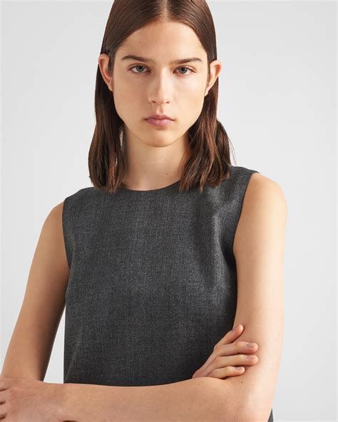 prada grey wool dress|Slate Gray Embroidered Wool Mini.